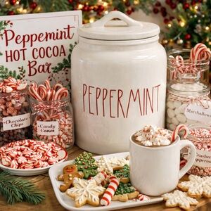 Rae Dunn PEPPERMINT Christmas Holiday Ceramic Canister